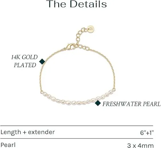 PAVOI 18K Gold Plated Beaded Freshwater Cultured Pearl Bracelet for Women | Dainty Bracelet with Pearl Beads