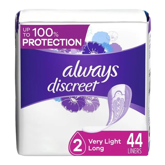 Always Discreet Incontinence Liners 2 Drop Light Absorbancy, Long | Incontinence Pads - 44 ct | CVS