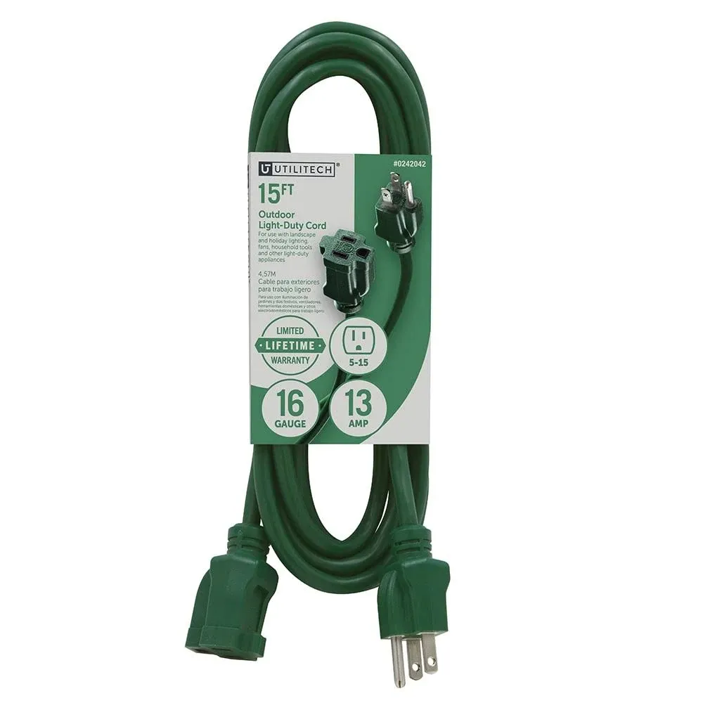 Utilitech 15-ft 16/3 Outdoor SJTW Light Duty General Extension Cord