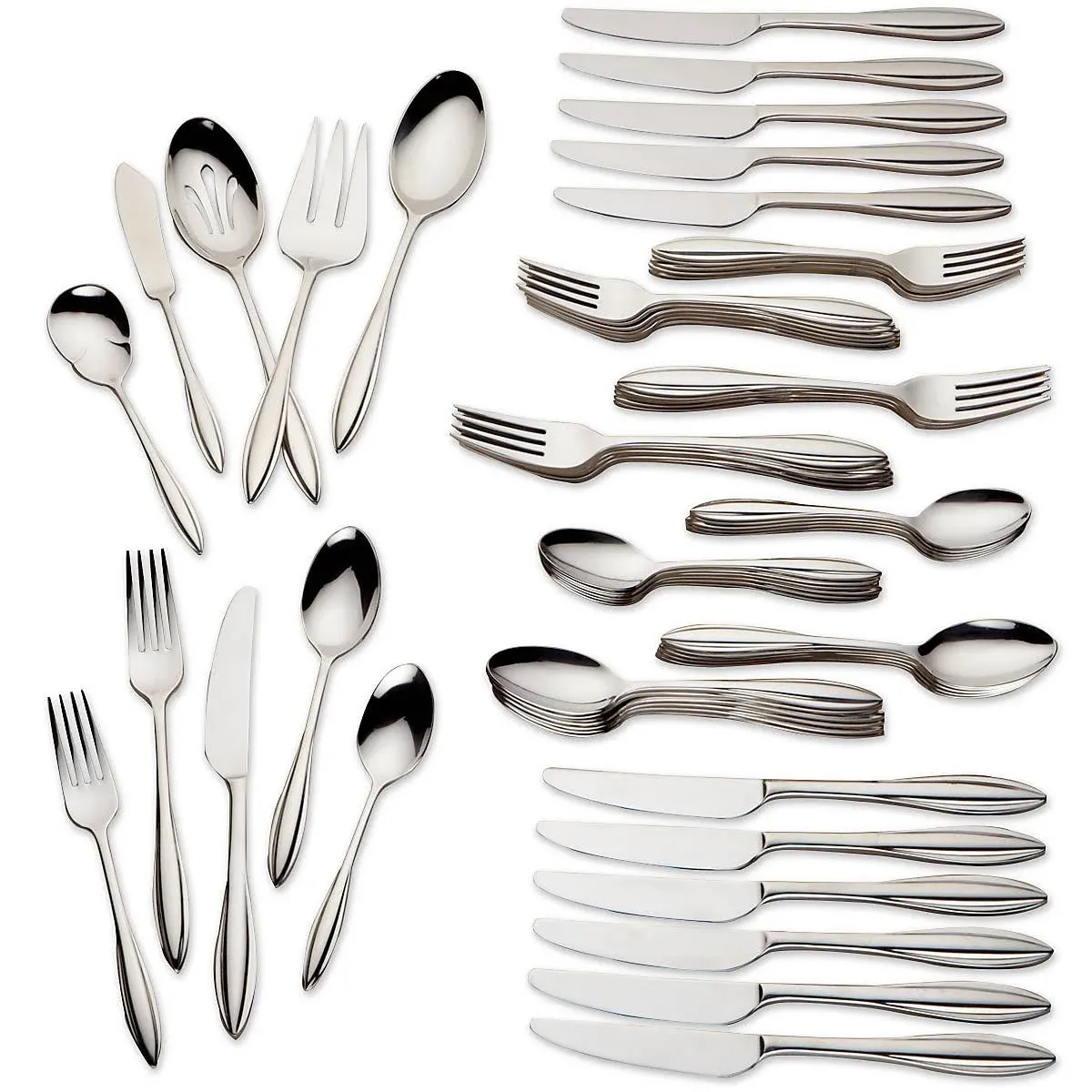 Lenox Sculpt 65-Piece Flatware Set, Metallic