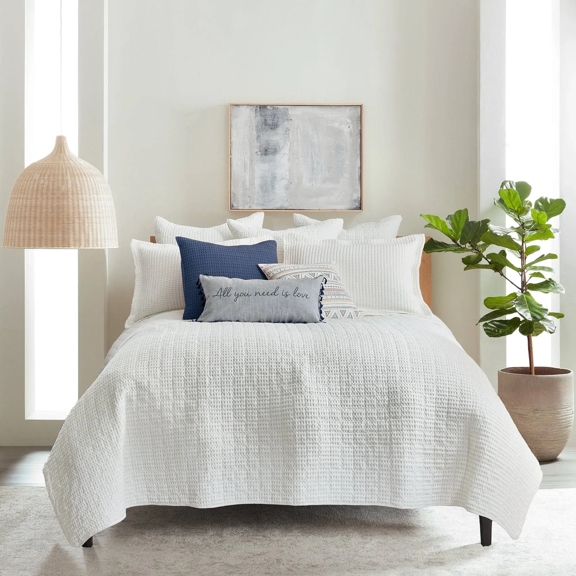 Levtex Home Mills Waffle Quilt Set, White, Full/Queen