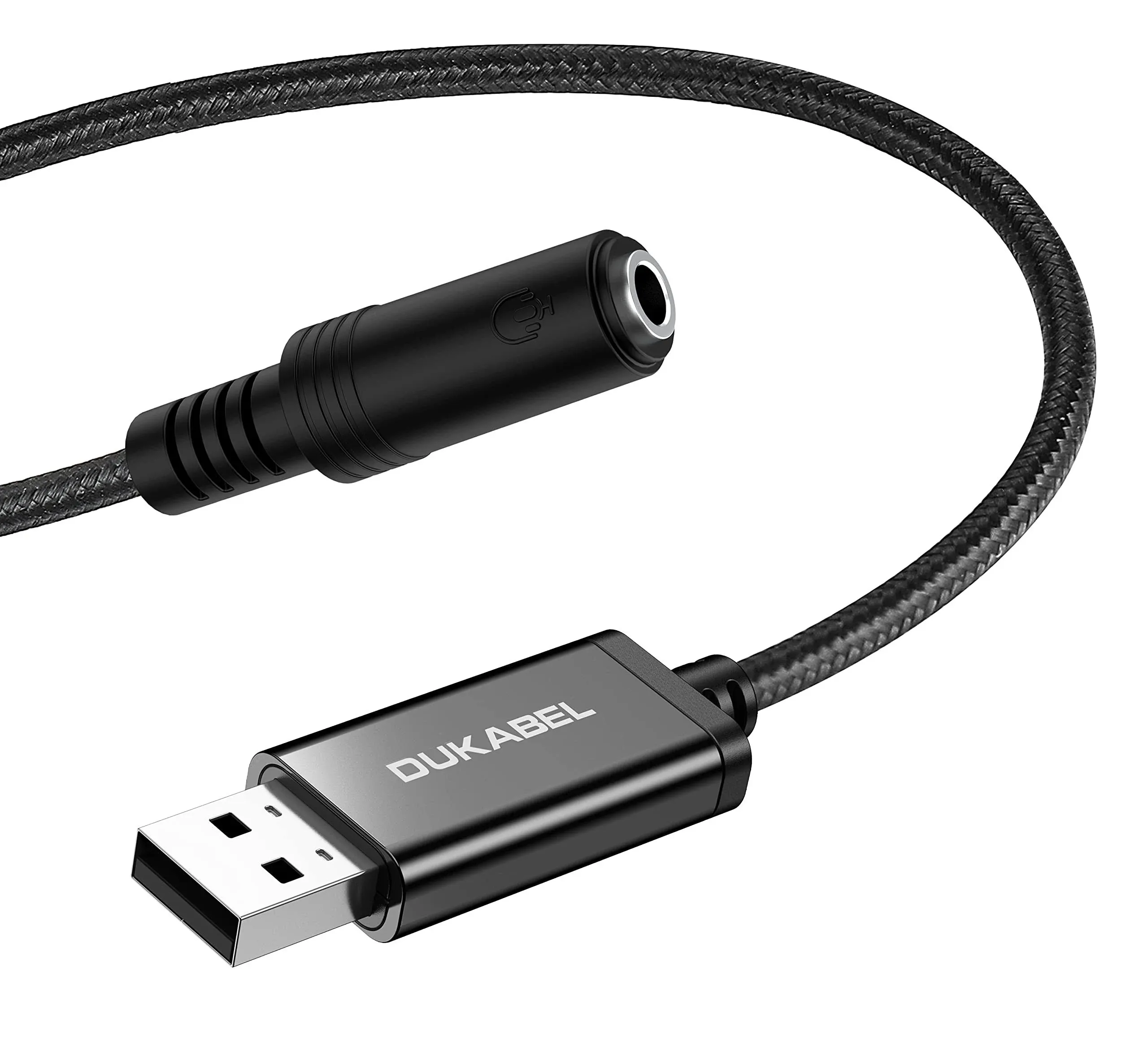 DUKABEL USB to 3.5mm Jack Audio Adapter USB to Aux Cable with TRRS 4-Pole Mic ...