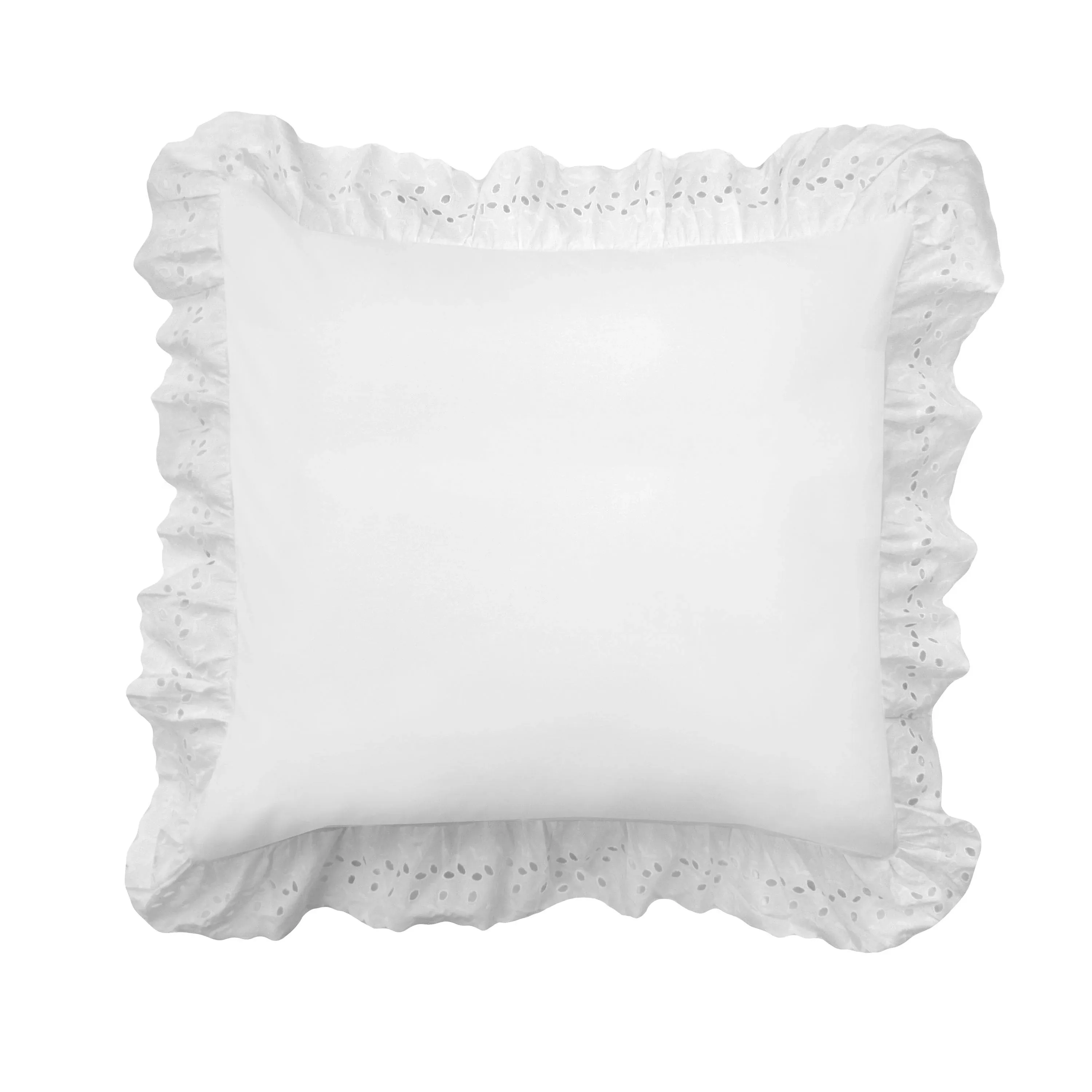 Fresh Ideas Eyelet Ruffled Pillow Sham Euro, White