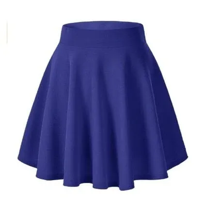 Afibi Casual Mini Stretch Waist Flared Plain Pleated Skater Skirt