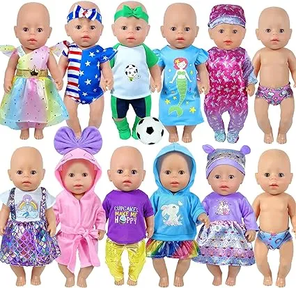 ebuddy 10 sets of doll clothes outfits for 14 to 16 inch newborn baby dolls and 18 inch American girls