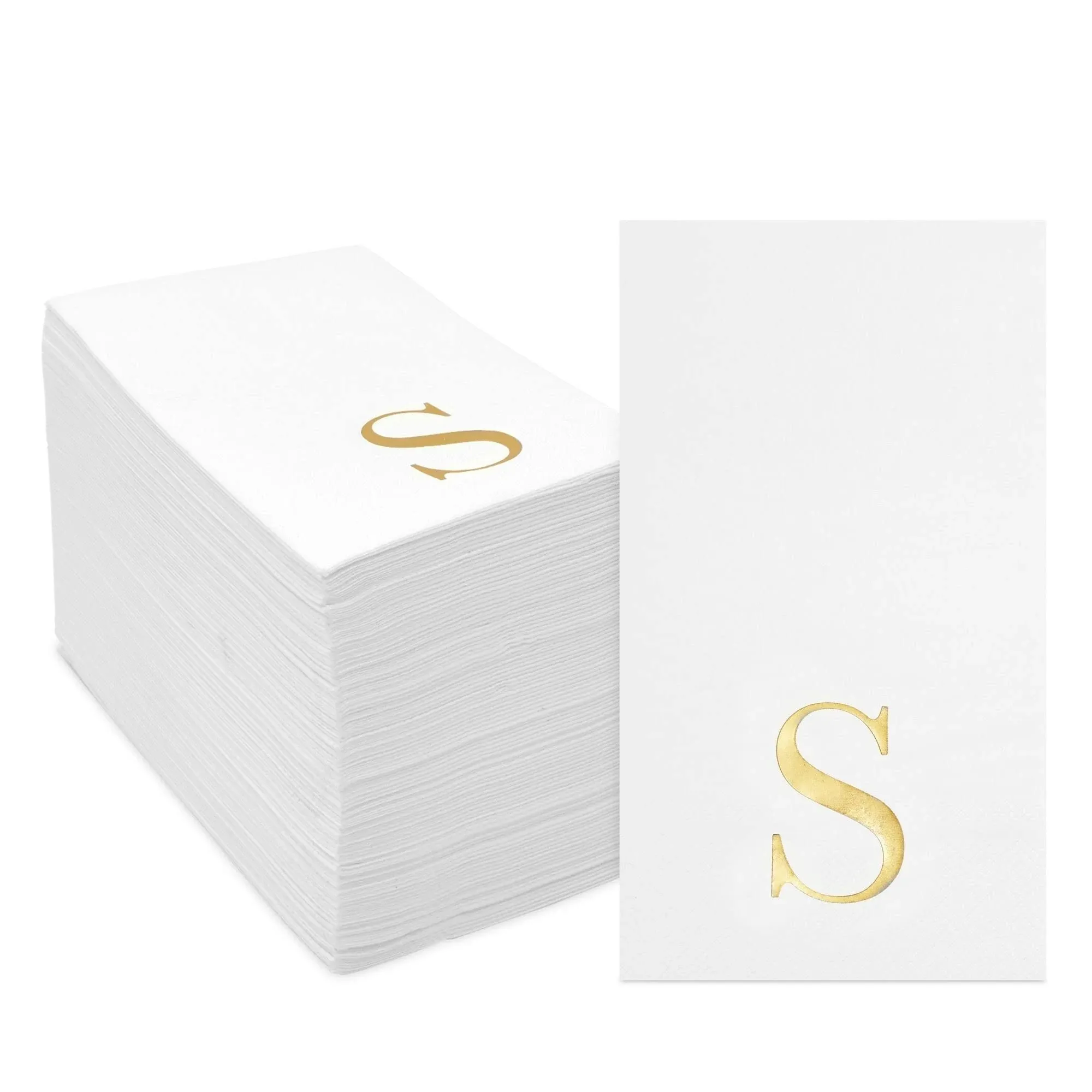 Sparkle and Bash 100 Pack Gold Foil Initial Letter S Monogram Paper Napkins