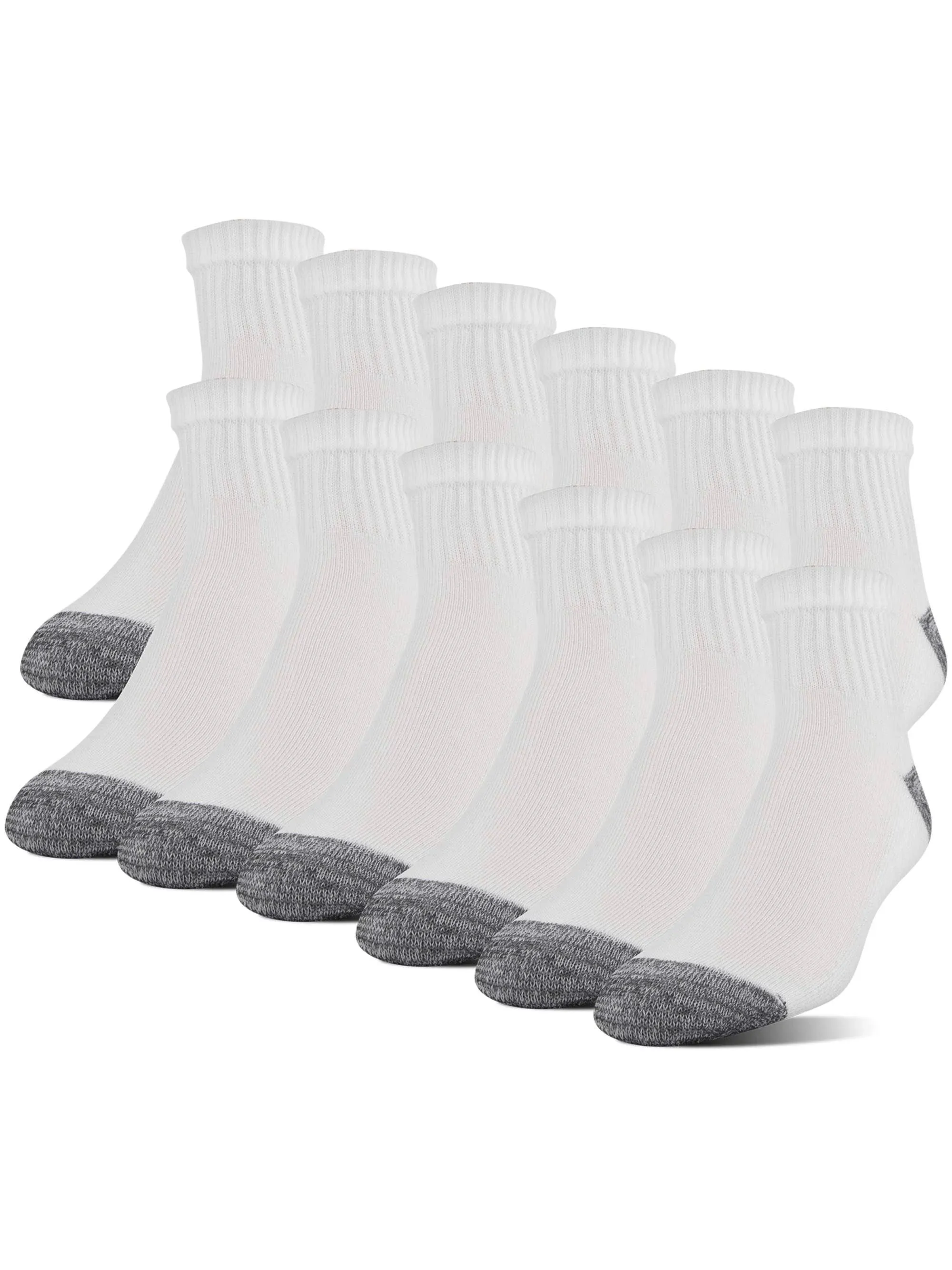 Gildan Men&#039;s Polyester Half Cushion Ankle Socks, 12-Pack, White Shoe NEW