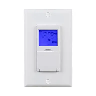 BN-Link 7 Day Programmable in-Wall Timer Switch for Lights, Fans and Motors, Single Pole and 3 Way (Compatible with SPDT) Both Use, Neutral Wire Required, White (Blue Backlight)