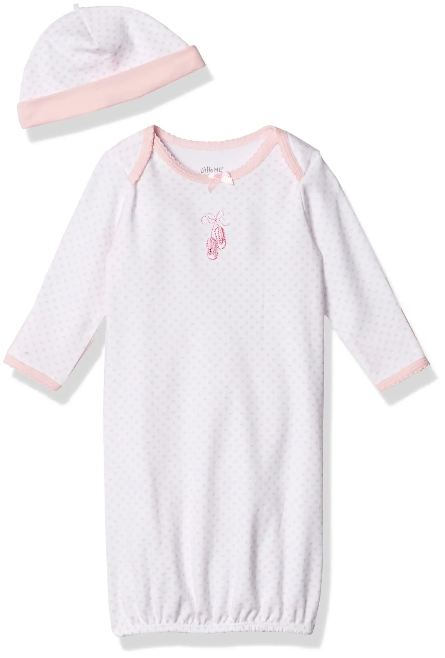 Little Me Baby Girls Ballet Hearts Gown and Beanie Set