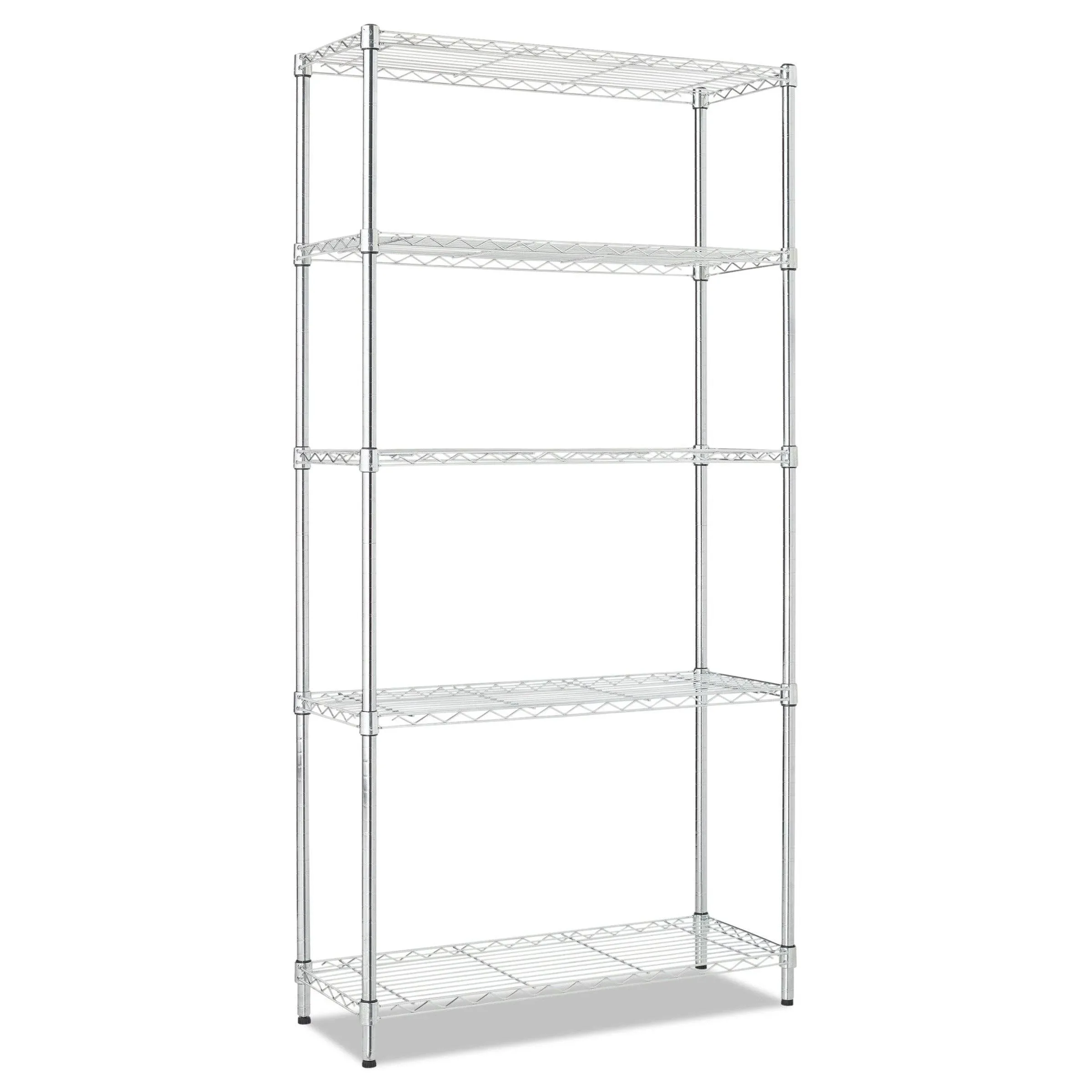 Alera Residential Wire Shelving Five-Shelf 36W x 14D x 72H Silver