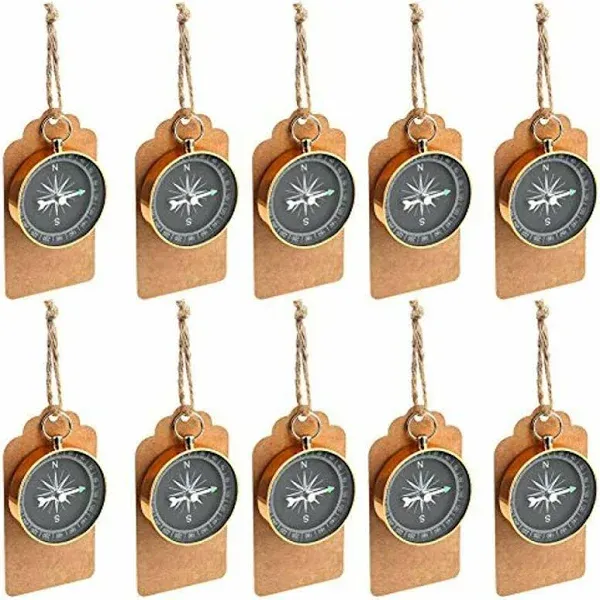 50pcs Compass Wedding Favors for Guests, Souvenir Gift with Kraft Tags for Trave