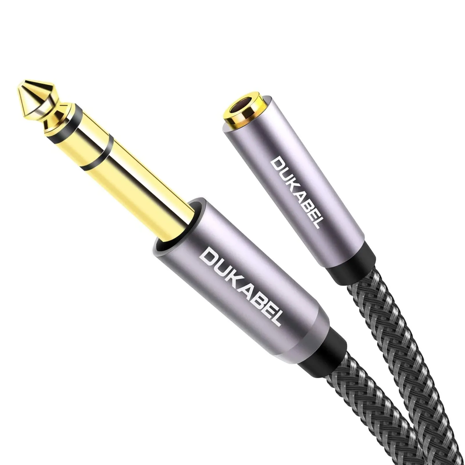 DUKABEL TopSeries 6.35mm (1/4 inch) to 3.5mm (1/8 inch) Headphone Jack Adapter, 1/8 (Female) to 1/4 (Male) Extension Cable, 3.5 to 6.35 Audio Cable for Mixer Guitar Piano Amplifier Speaker and More