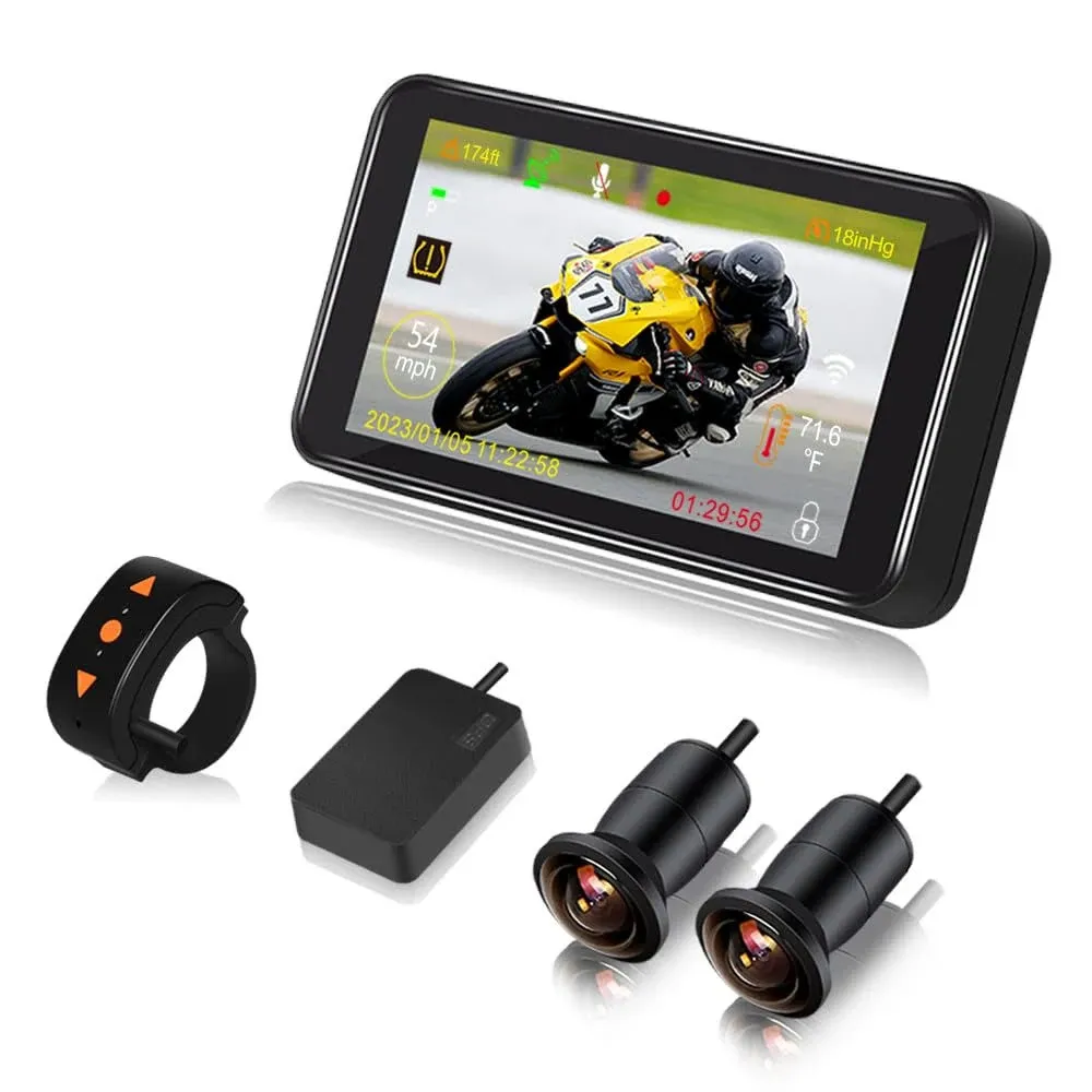 VSYSTO F4.5X+ Motorcycle Dashboard Camera Recorder 4.5'' LCD Waterproof with ...