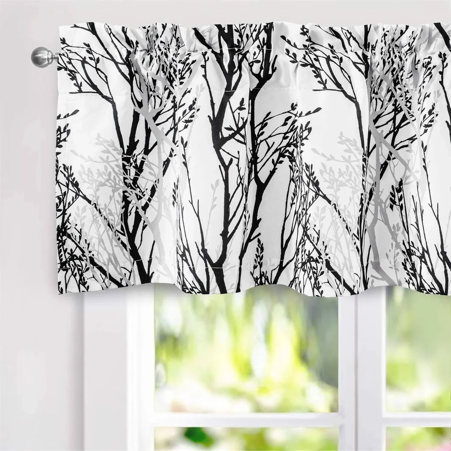  Tree Branch Abstract Ink Printing Lined Thermal Insulated 52&#034;x18&#034; Black White