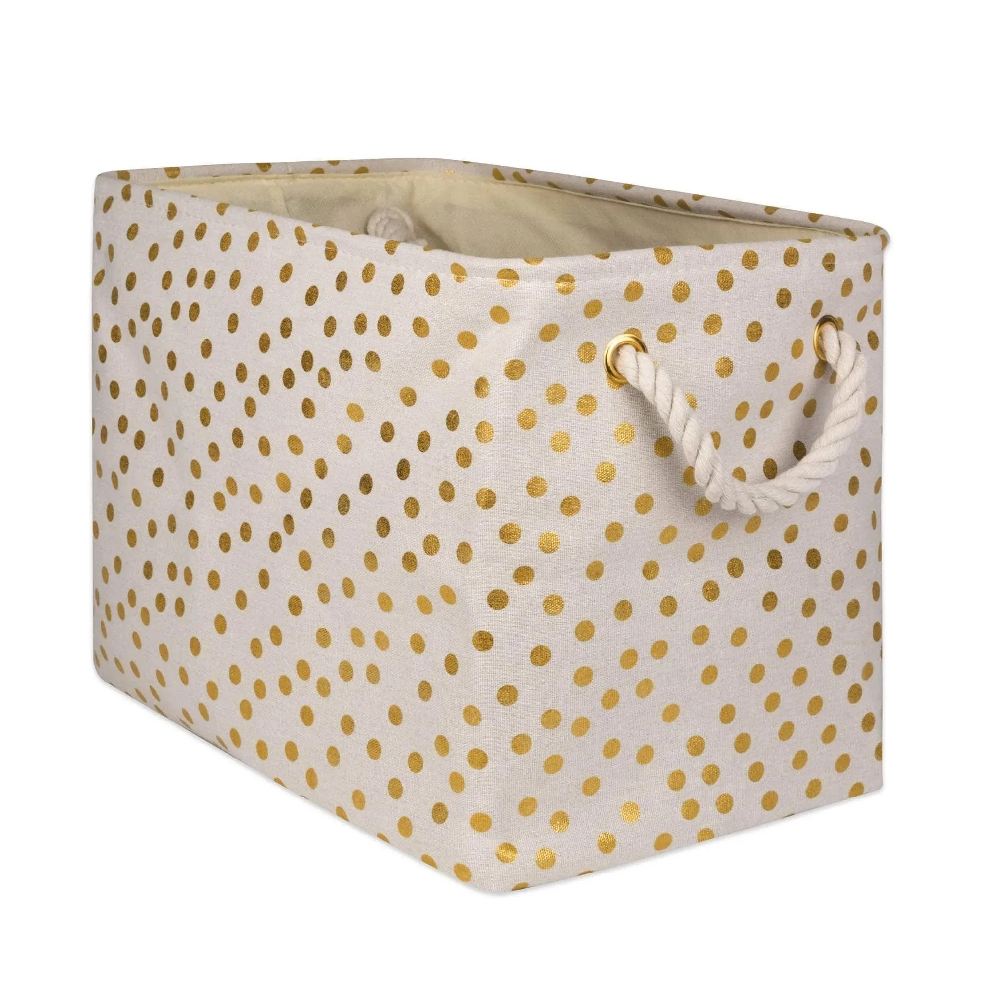 DII Polyester Bin Dots Gold Rectangle Medium