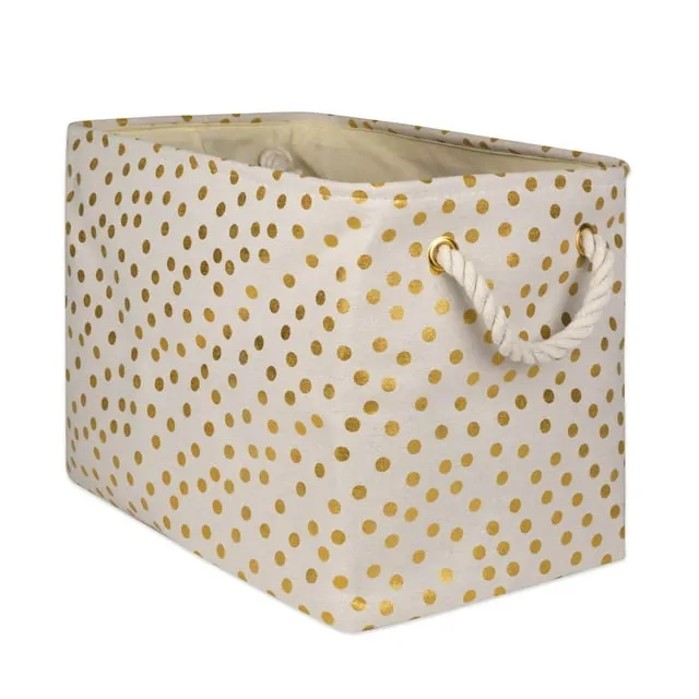 Medium Polyester Rectangle Bin With Gold Dots