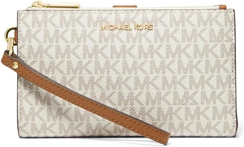 Double-Zip Monogram Bifold Wristlet