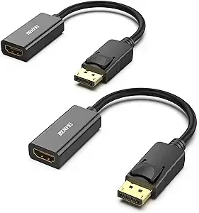 BENFEI DisplayPort to HDMI Adapter 2 Pack, Dp(Display Port) male to HDMI Female Converter with Audio for Lenovo, Dell, HP, Asus and Other Brand