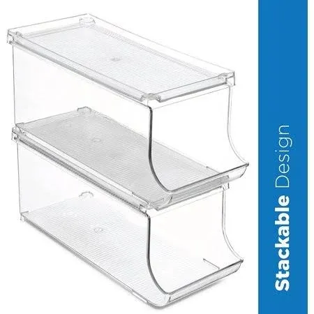 Set of 2 Stackable Refrigerator Organizer Bins Pop Soda Can Dispenser Beverage ...