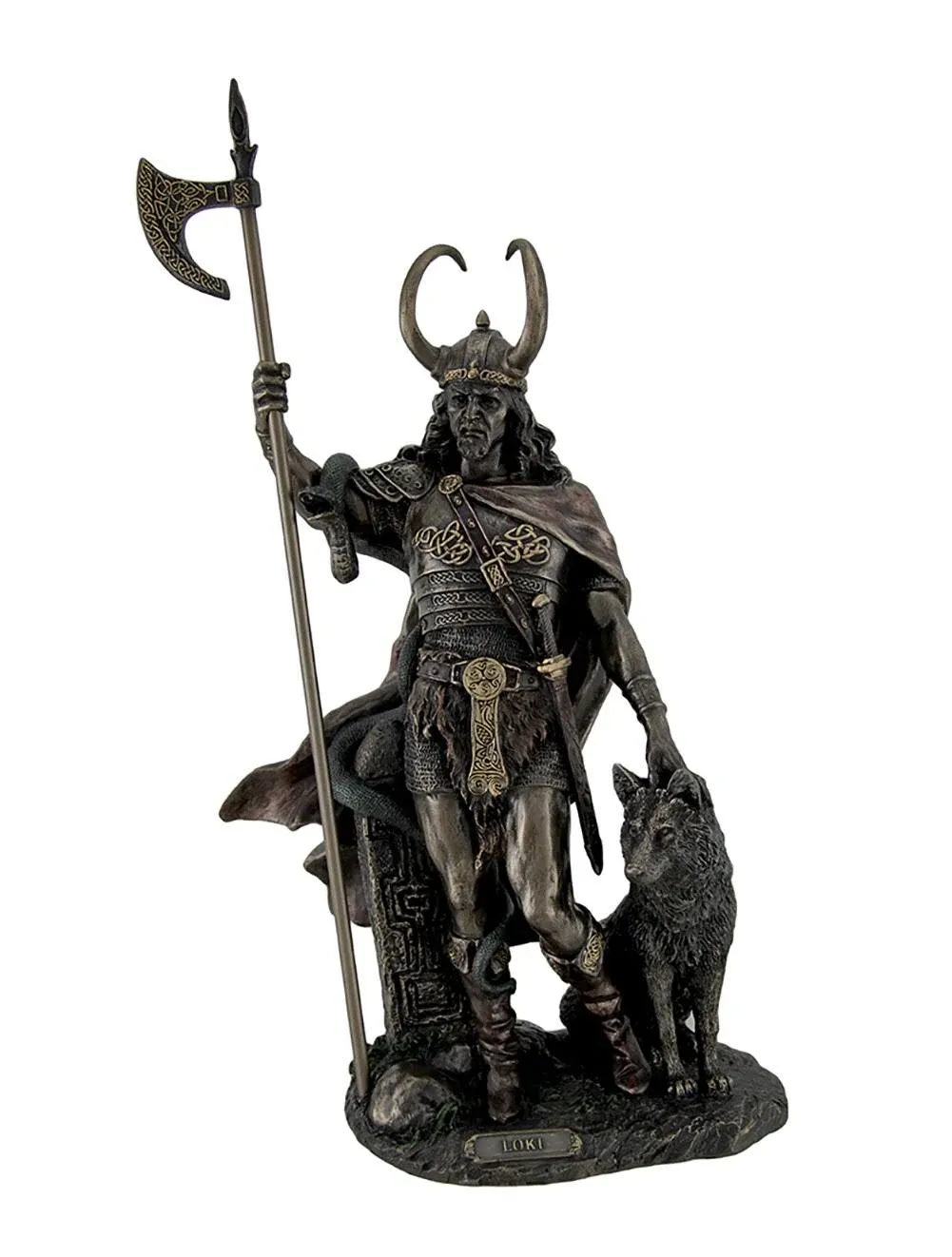 Bronze Norse God Loki God of Mischief Sculpture, Figurines Home Decor, 13.75 Inches