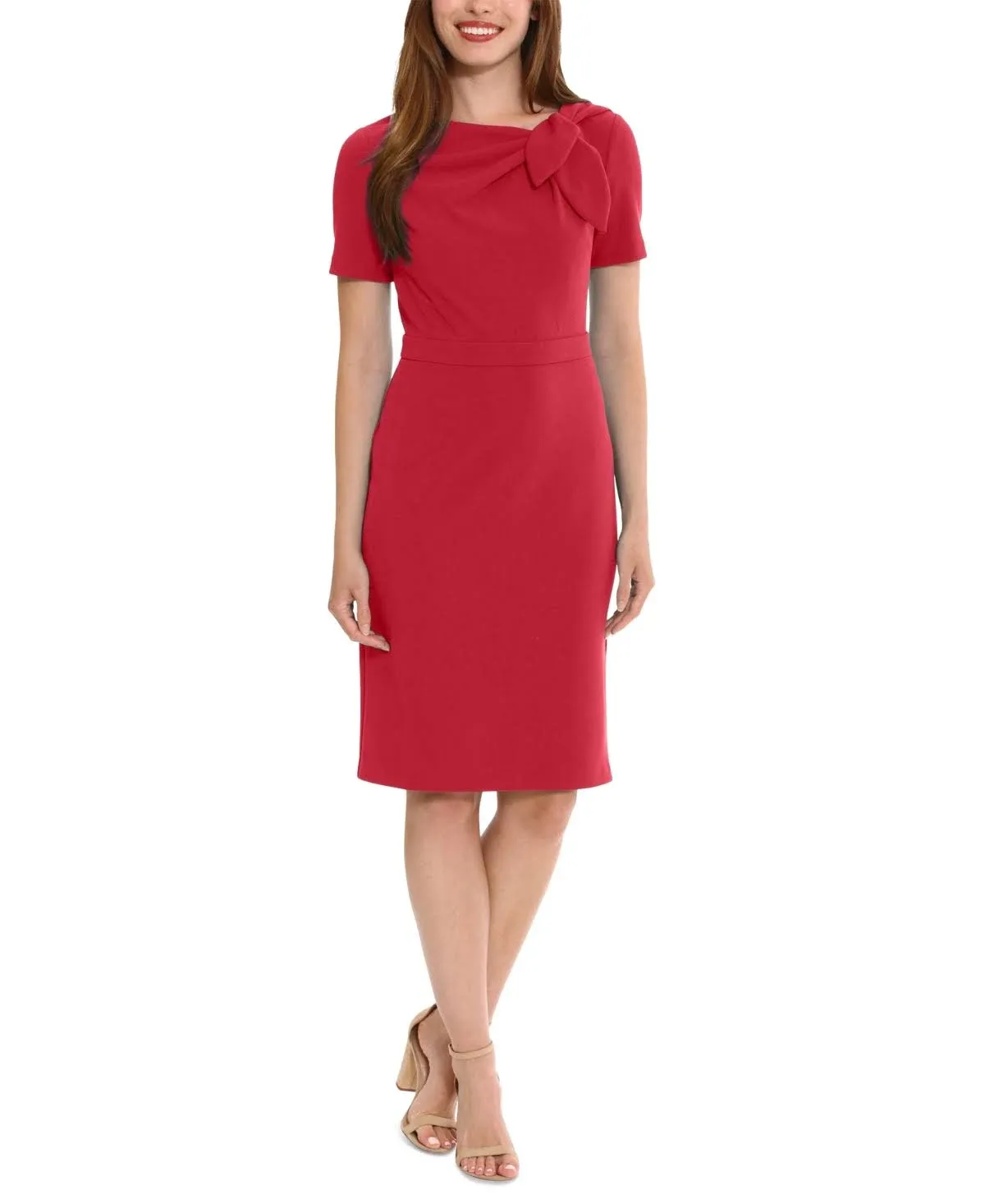 London Times Women's Polished Sheath Dress with Bow Detail Career Office Event Occasion Guest of