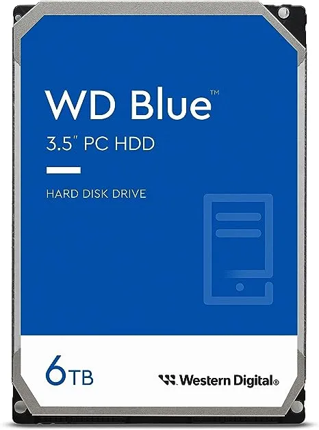 WD Blue 6TB Desktop Hard Disk Drive - 5400 RPM SATA 6Gb/s 256MB Cache 3.5 Inch - WD60EZAZ