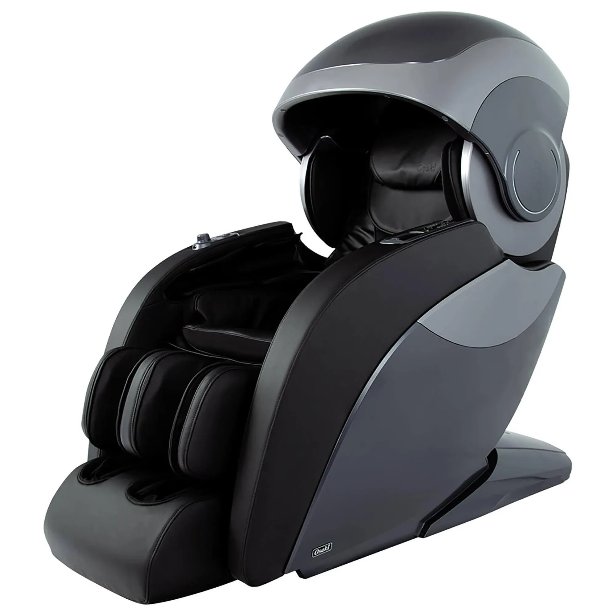 Osaki OS-4D ESCAPE (Dark Brown & Black) 4D Roller Mechanism with S-track, chromo-therapy Space capsule cover, heating on lumbar and calf with Full body Airbag Massage.