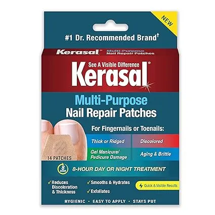 Kerasal Multi-Purpose Nail Repair Patches - 14 Count - Nail Repair for Damaged Nails, 8-Hour Nail Treatment Restores Healthy Appearance