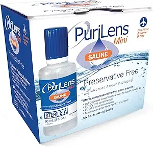 Purilens Mini Preservative Free Saline Six (60-mL) Bottles, Clear, 2 Fl Oz (Pack of 6)