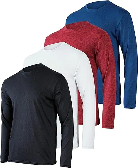 4-Pack Men's Dry-Fit Moisture Wicking Performance Long Sleeve T-Shirt in Multi - Set C | Large