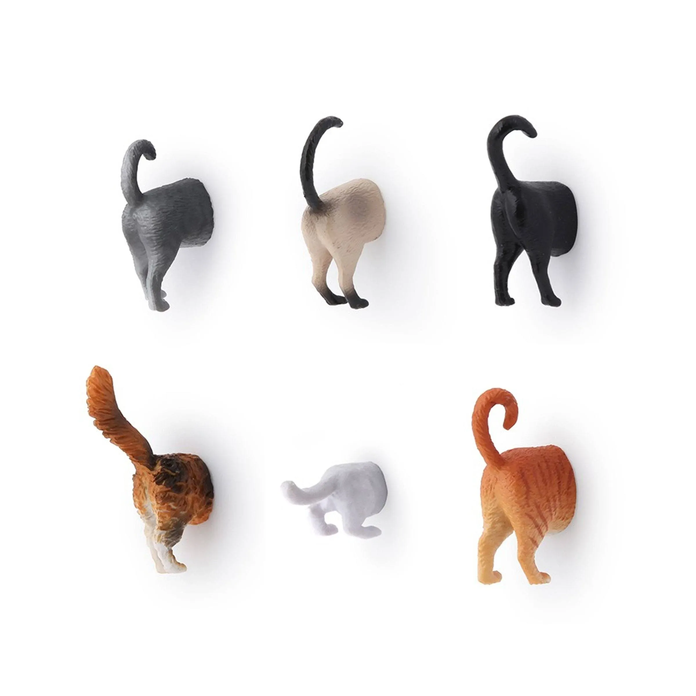 NEW Kikkerland Cat Butt Refrigerator Magnets Set of 6 Funny Decor