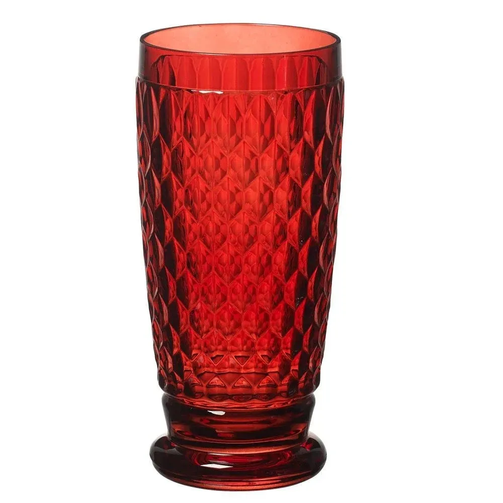 Villeroy & Boch Boston Red Crystal Highball Glasses, Set of 4