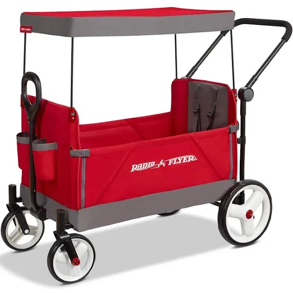 Radio Flyer City Luxe Stroll ‘N Wagon, Grey with Parent Caddy and Internal Storage Pockets, for 1+ Years