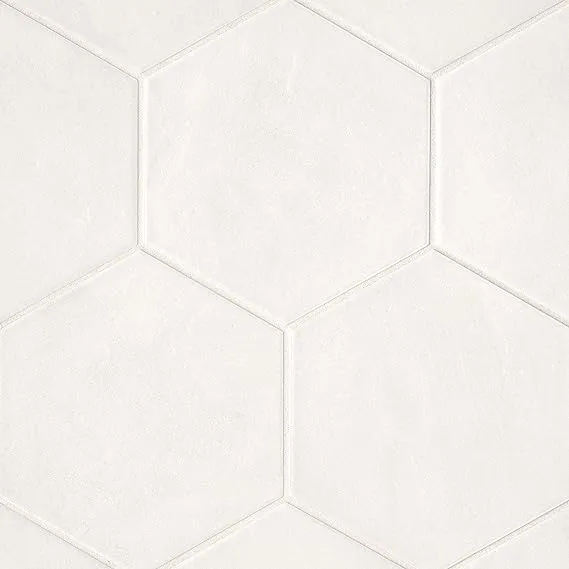 Allora 8.5" x 10" Hexagon Matte Porcelain Tile in Solid White by Bedrosian Tile & Stone