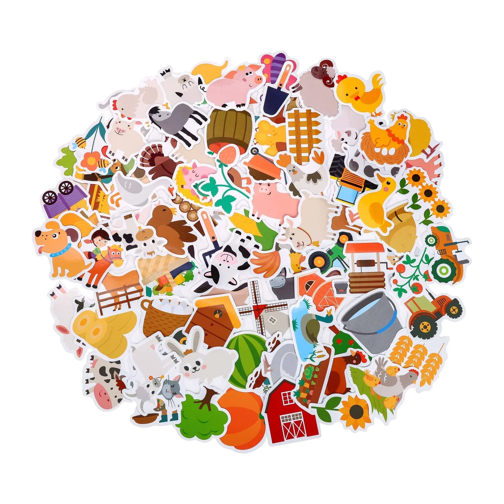 Cleverplay 100 Pack Farm Animal Stickers,Farm Cow Pig Party Favors, Farm Party ...