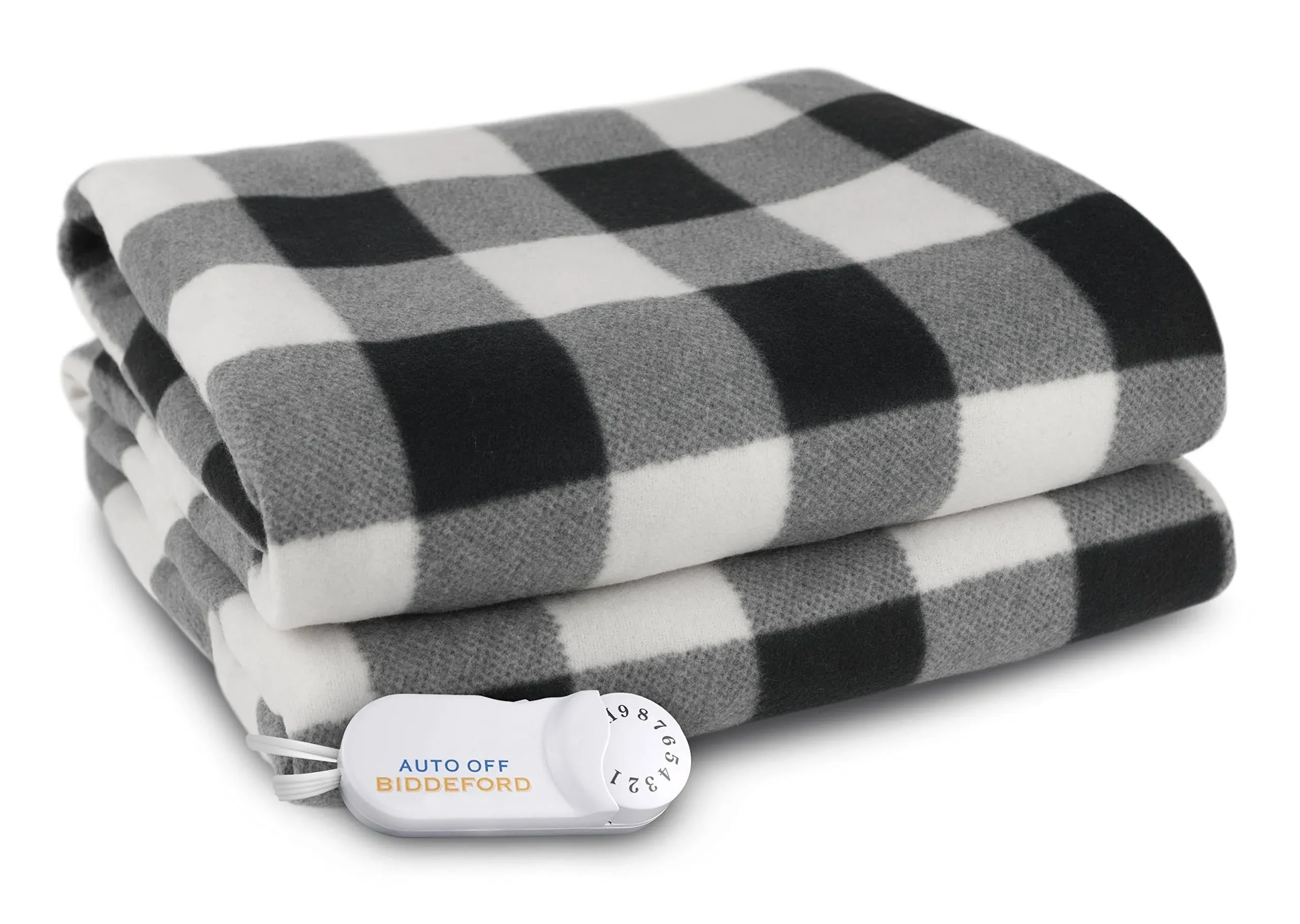 Comfort Knit Electric Heated Blanket with Analog Controller, Throw, Black/White 