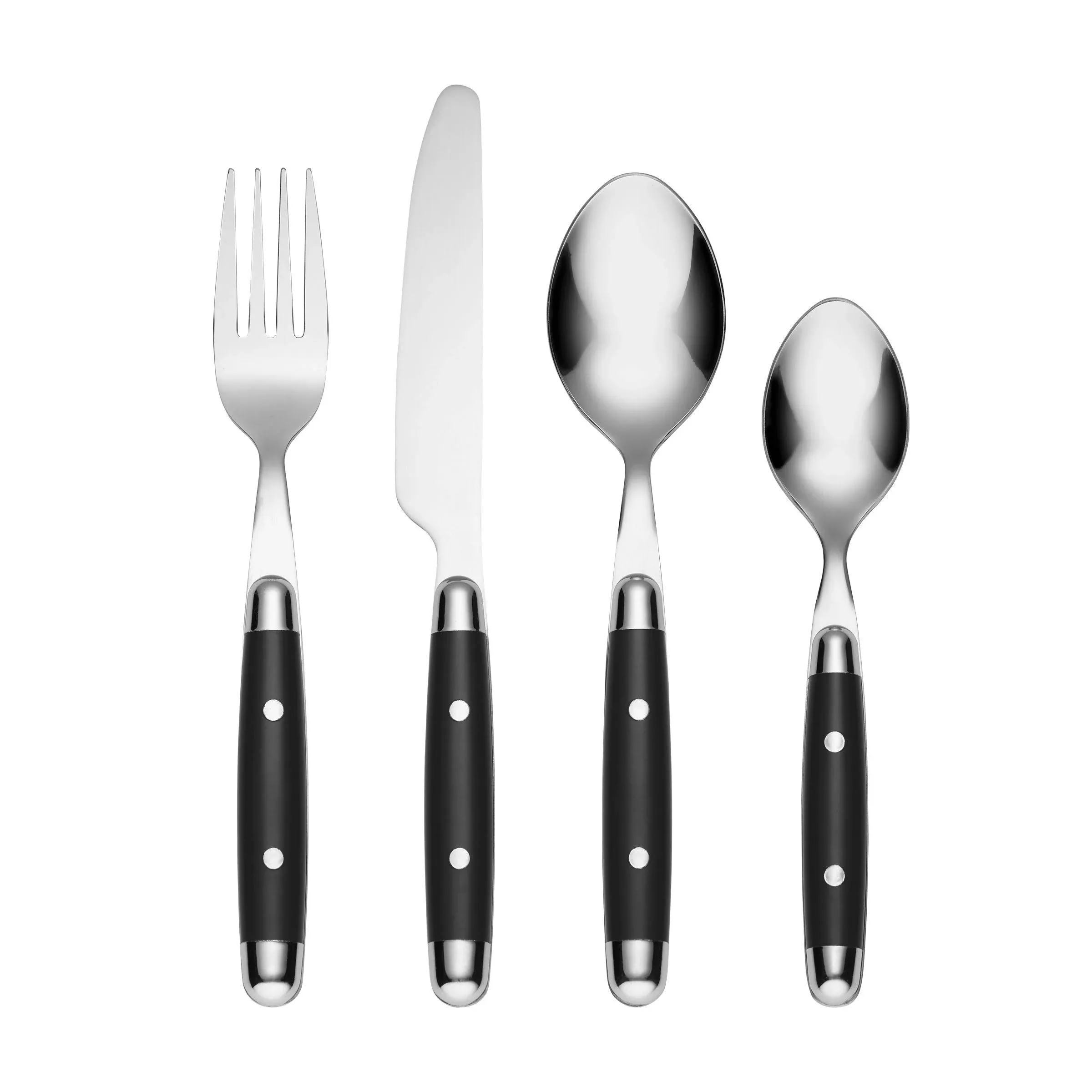 Cambridge Silversmiths 16 Piece Jubilee Flatware Set, Black