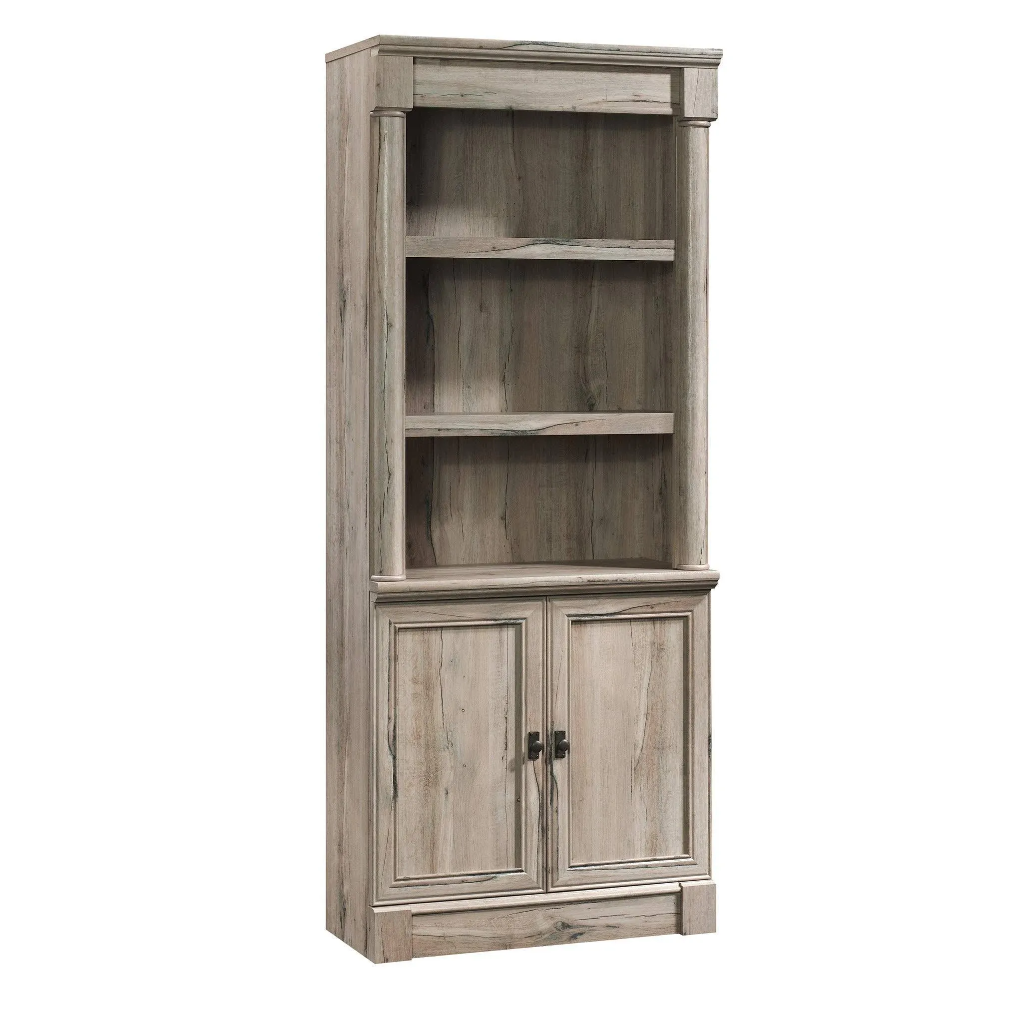 71.85 in. Split Oak Wood 5-shelf Standard Bookcase with Doors