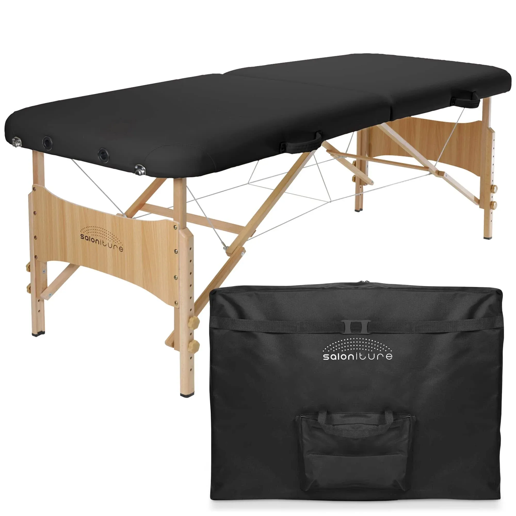 Saloniture Basic Portable Folding Massage Table - Black