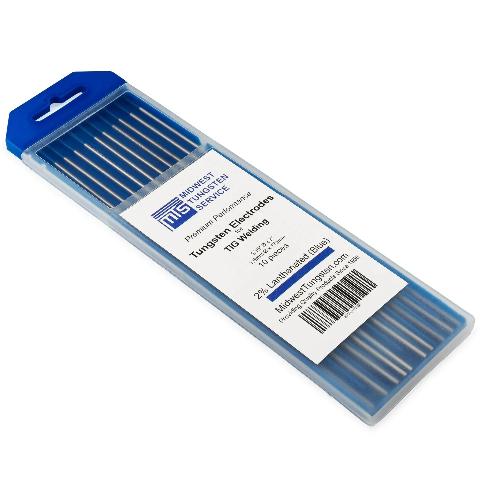 Midwest Tungsten Service TIG Welding Tungsten Electrodes 10-Pack (Grey - 2% Ceriated Tungsten (WC20/EWCe-2), 1/16")