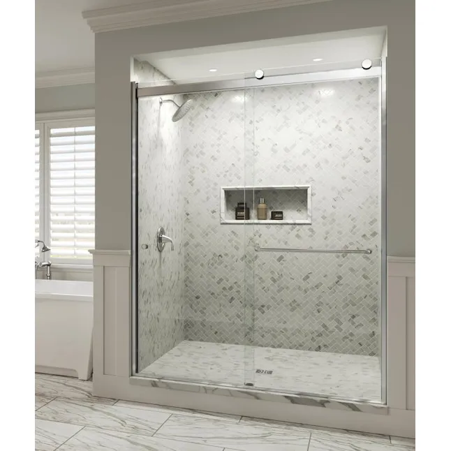 Basco Sliding Shower Door, Rotolo RTLA05B4870CLOR, 44-48 in. W x 70 in. H, Oil Rubbed Bronze, 1/4 in. Clear Tempered Glass