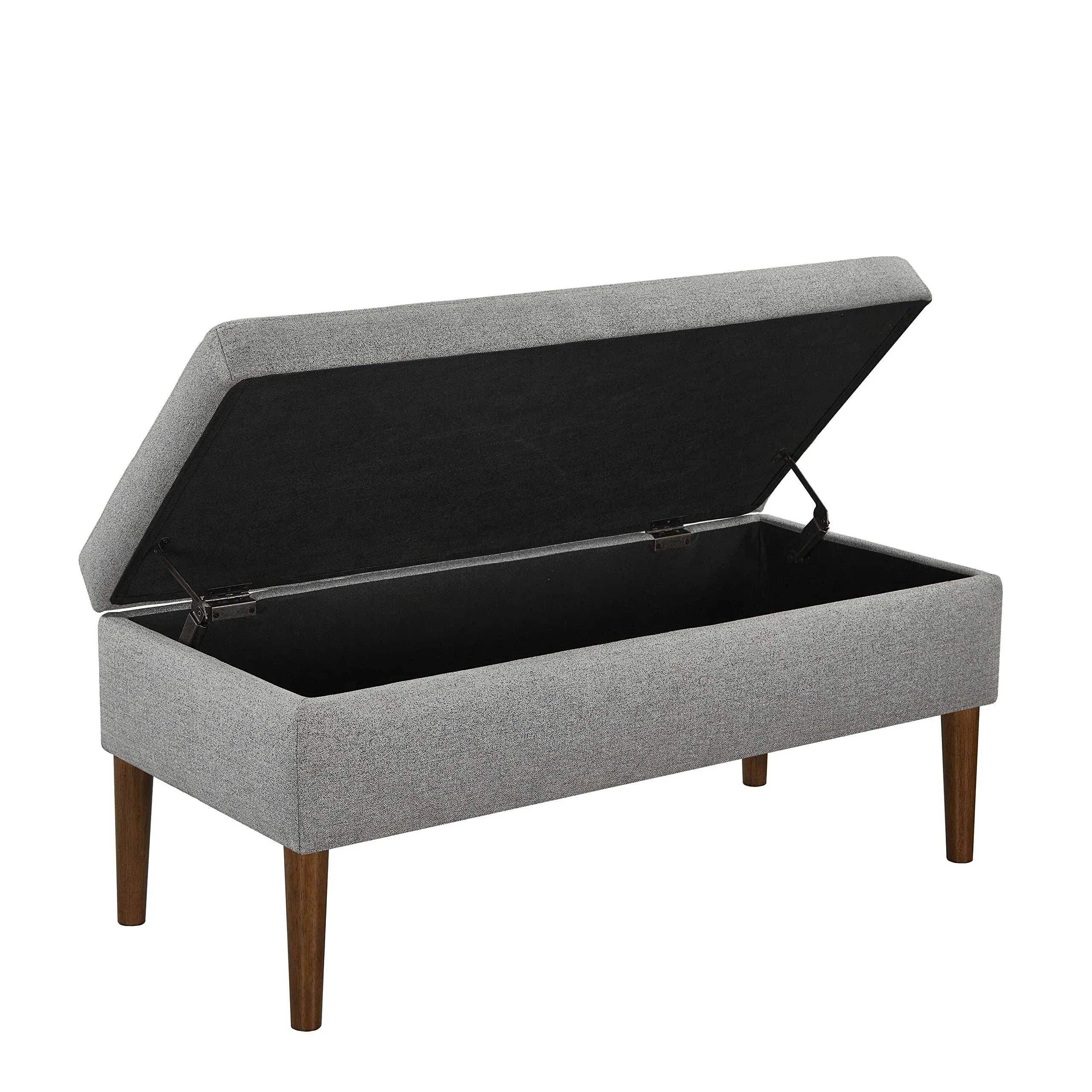  Storage Ottoman Benches, Walnut &amp; Gray 