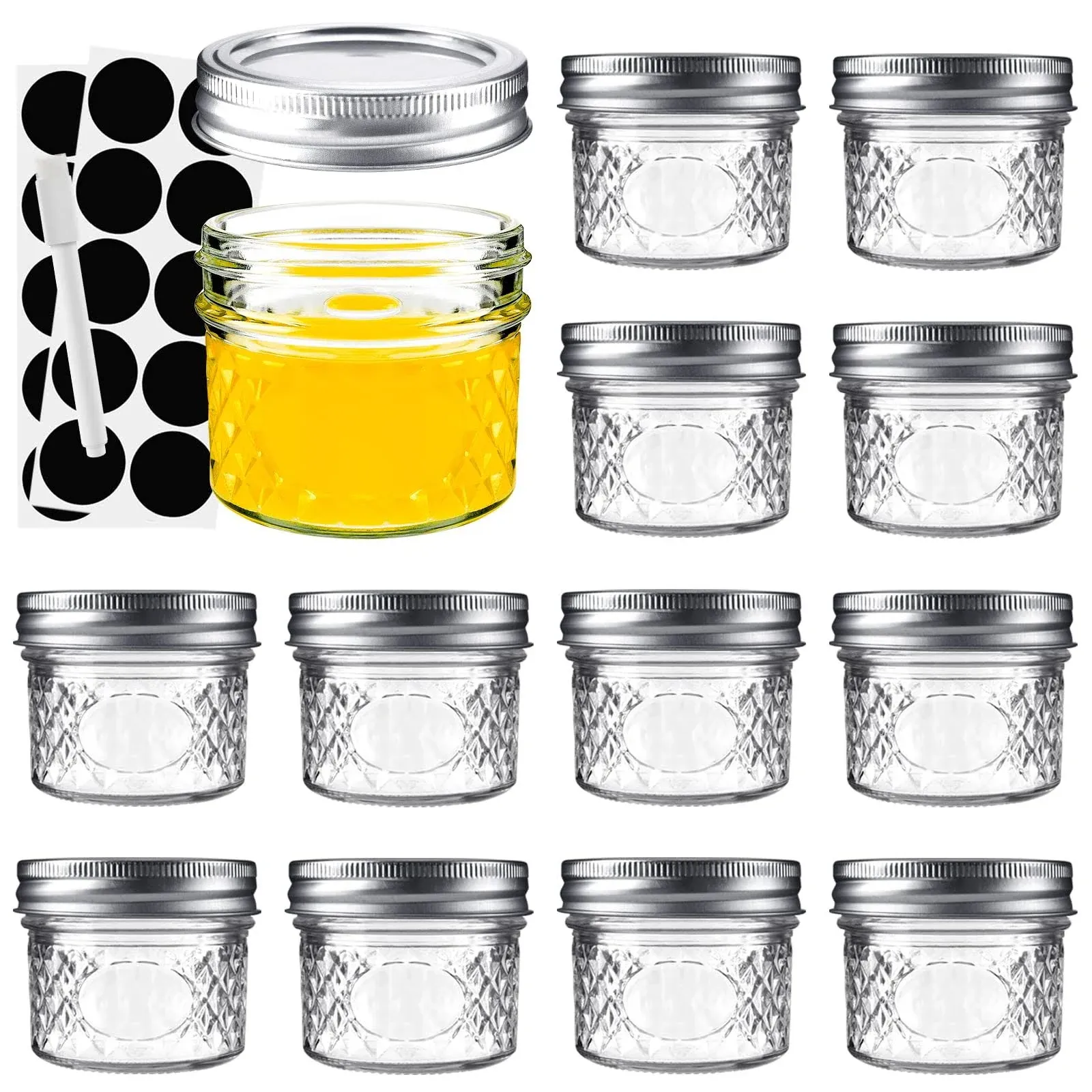 asika Mini Glass Jars,Canning Jars 4 oz With Lids, Small Ideal... 