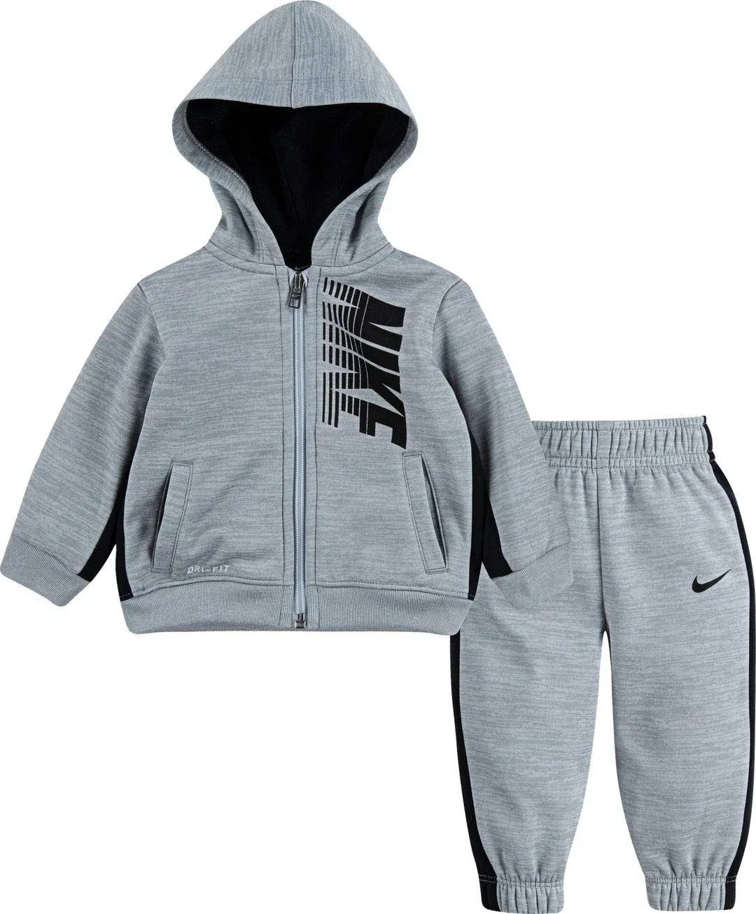 Nike Little Boys' Therma Fleece Zip Hoodie and Pants Set, Boy's, Size: 7, Silver