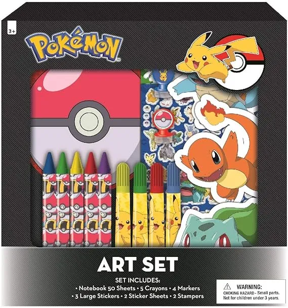 Innovative Designs Pokemon Kids Coloring Art Set with Stickers and Stampers