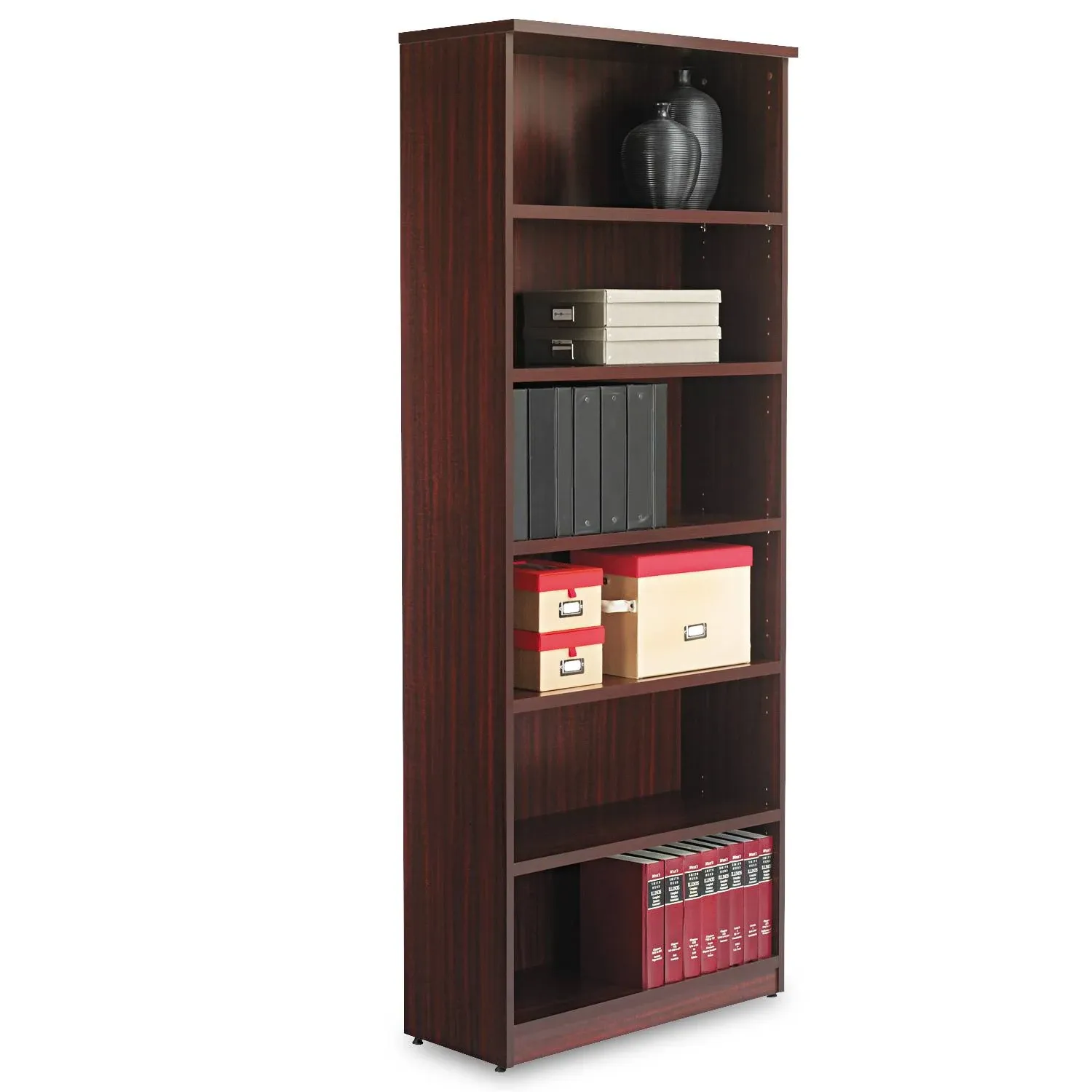 Alera Valencia Series Bookcase, Six-shelf, 31.75w X 14d X 80.25h, Mahogany