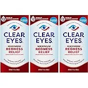 Clear Eyes Maximum Redness Eye Relief Lubricant Eye Drops, 1 fl oz, 3 PackClear Eyes Maximum Redness Eye Relief Lubricant Eye Drops, 1 fl oz, 3 Pack