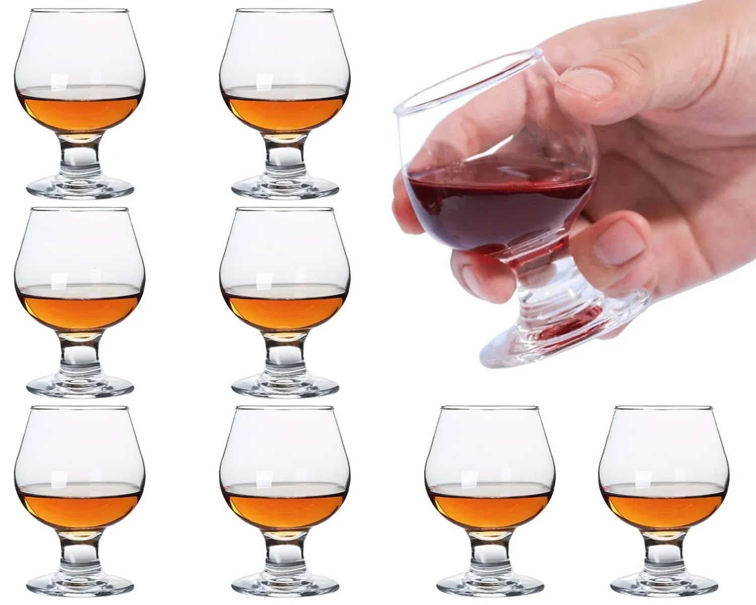 Glsairy Cute Shot Glasses Small Brandy Snifters Set of 8 | Cognac Glasses | Port ...