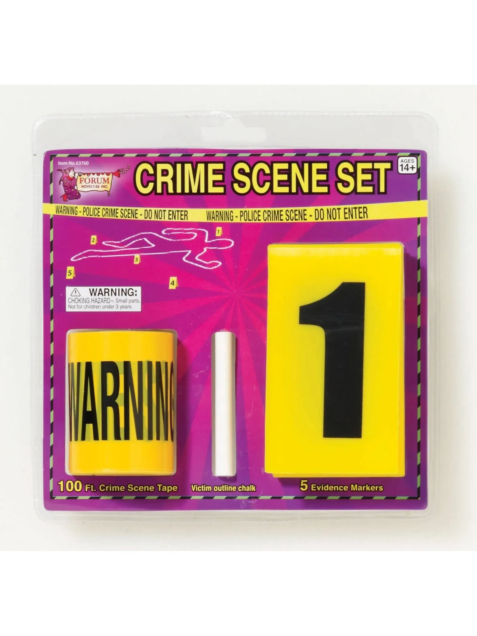 Crime Scene Police Officer Set 100 Feet Tape &amp; Markers Forum Novelties