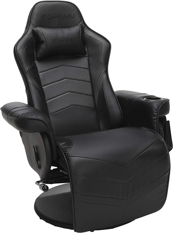 RESPAWN 900 Gaming Recliner - Videogameconsole Recliner Stoel, Computer Recliner, Verstelbare Beensteun en Kantelhoek, Recliner met Bekerhouder, Recliner Gaming Stoel met Voetensteun - Zwart